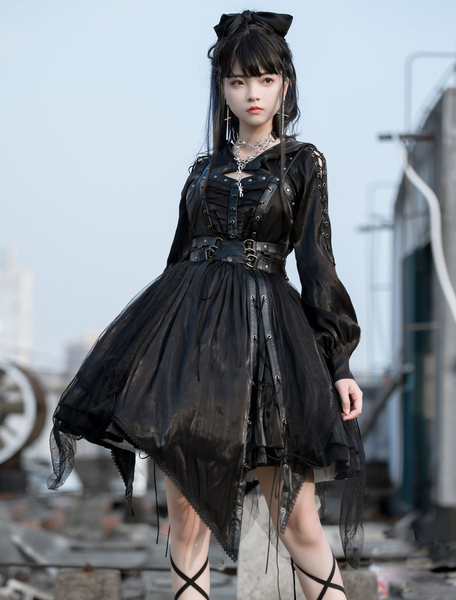 Milanoo Steampunk Lolita JSK Dress Black Sleeveless Gothic Lolita Jumper Skirts, Grey, Black, Coffee Brown  - buy with discount