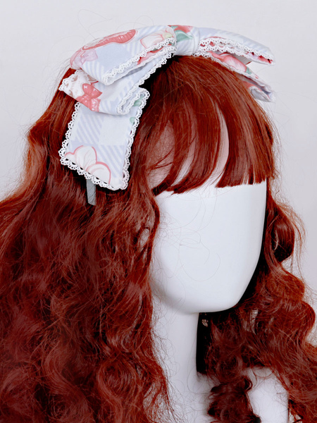 Image of Copricapo Lolita Accessori per capelli Lolita con fiocco in fibra di poliestere blu cielo chiaro