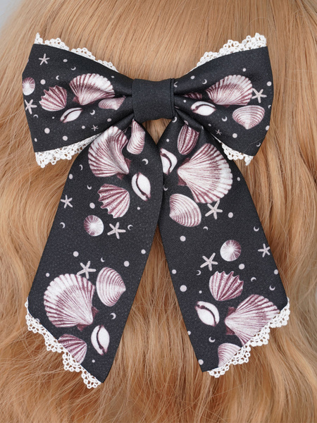 Image of Sweet Lolita Copricapo Fibra di poliestere nera con fiocchi Accessori per capelli Lolita