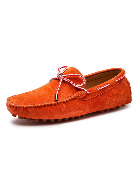 

Milanoo Mens Orange Suede Loafer Shoes Slip-On Moccasin Driving Shoes, Khaki;purple;orange;deep blue