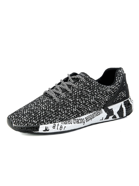 Milanoo Mens Black Mesh Running Shoes Low-Top Athletic sneakers, Khaki, Black, Grey  - buy with discount