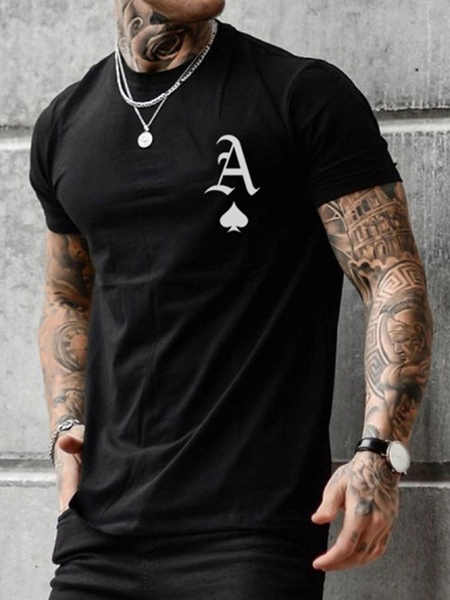 

Milanoo T-shirts Chic Jewel Neck Printed Short Sleeves, Black
