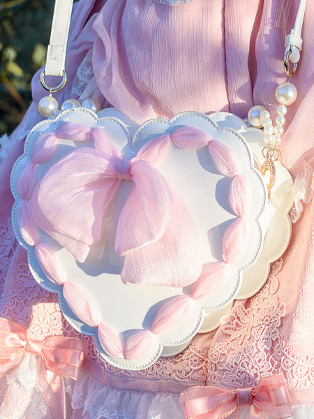 Image of Bianco Lolita Borsa Bows Cross-Body Borsa PU Leather Accessori Lolita