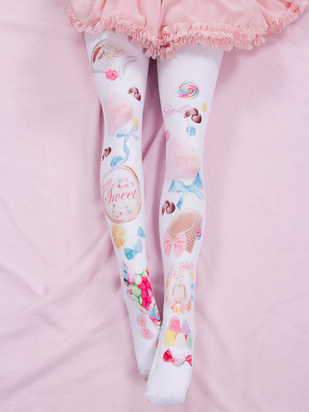 Image of Sweet Lolita Stocking Pink Spandex Candy Color Accessori Lolita