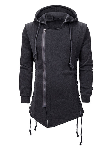 

Milanoo Mens Jacket Polyester Fashionable, Deep gray;black