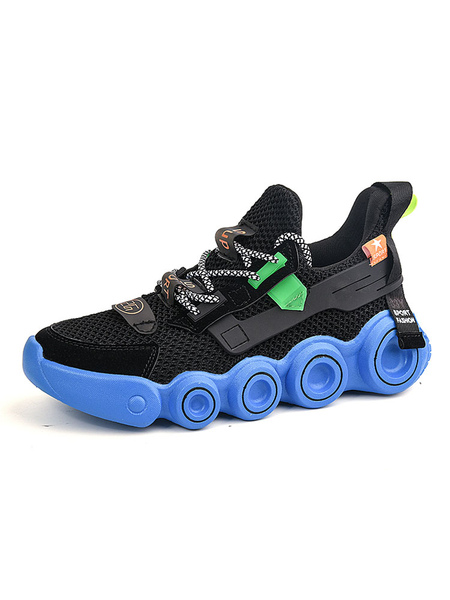 Image of Scarpe sneakers uomo reti Blu con blocchi di colore rotondo
