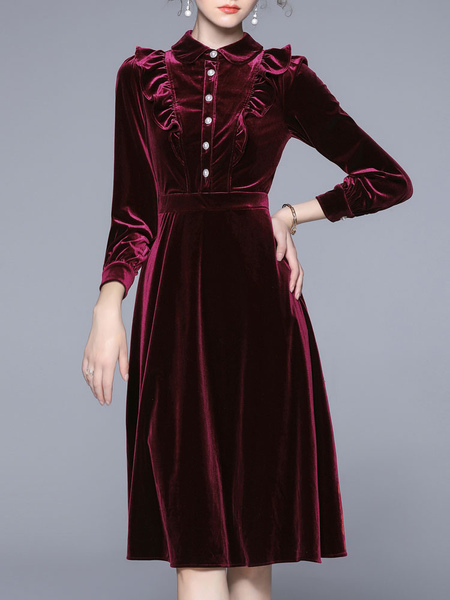 Must Have Women Velvet Dress Burgundy ...
