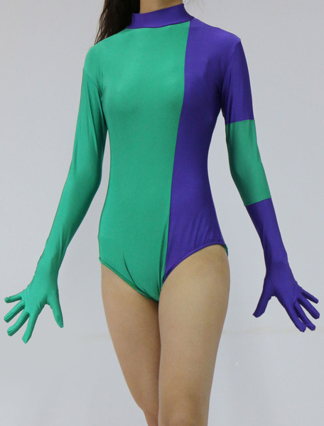 Image of Carnevale Catsuit Lycra Calzemaglia bicolore zenai in fibra di poliestere per donna Halloween