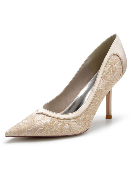 Women′s Bridal Shoes Lace Stiletto Heel Pumps