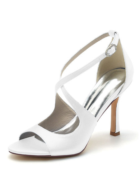 Women′s Wedding Shoes Satin Peep Toe Stiletto Heel Bridal Shoes
