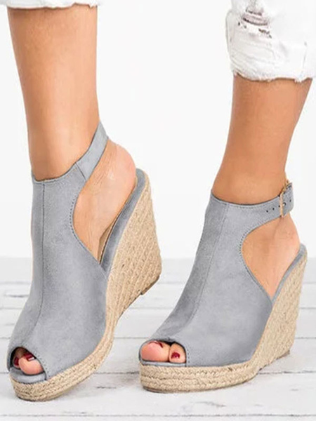 Women′s Open Toe Terry WedgeEspadrilles Sandals