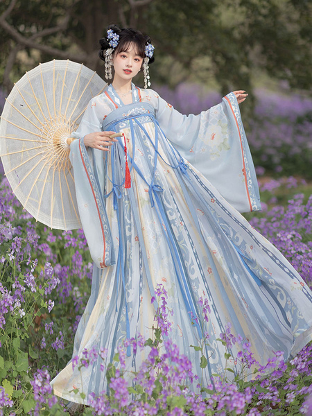 Image of Abito Lolita in stile cinese con fiocchi maniche lunghe in poliestere stampa floreale in stile cinese Lolita rosso in stile cinese