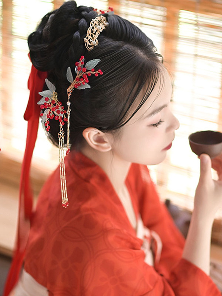 Image of Accessori Lolita in stile cinese Catene rosse Copricapo in metallo Varie