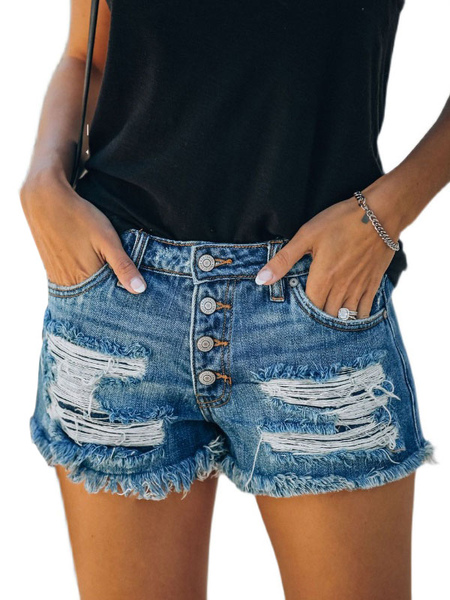 Image of ShortJeans per donna Pantaloni casual in denim a vita naturale