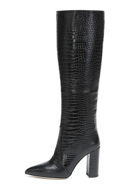 Image of Stivali al ginocchio da donna Stivali neri a punta con tacco alto