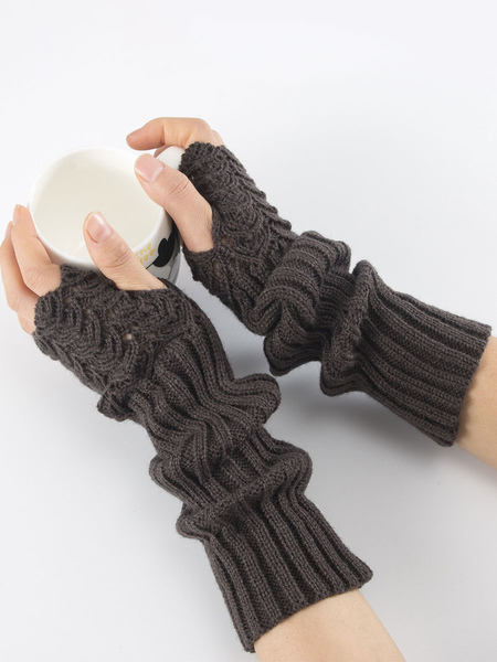 Image of Guanti da donna tagliati guanti invernali caldi lavorati a maglia