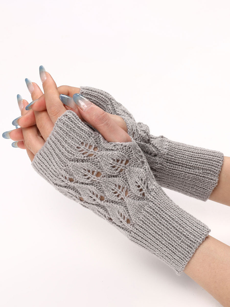 Image of Guanti da donna tagliati guanti invernali caldi senza dita lavorati a maglia