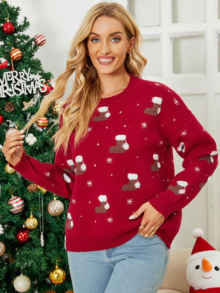 Image of Maglione pullover natalizio 2023 Top lavorato a maglia da donna