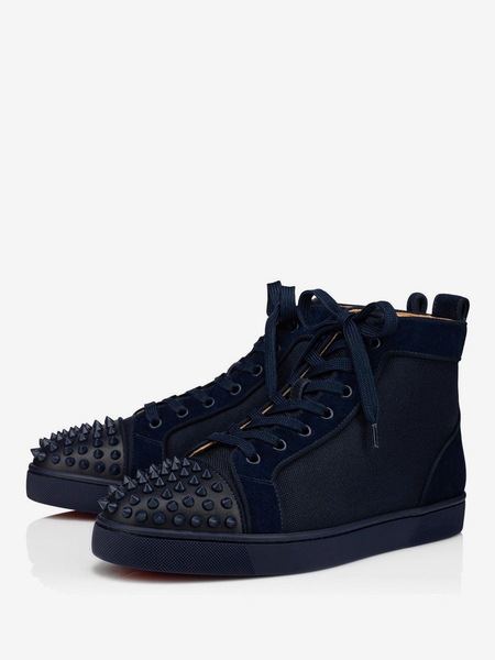 Image of Scarpe uomo sneakers PU Blu scuro con rivetti rotondo