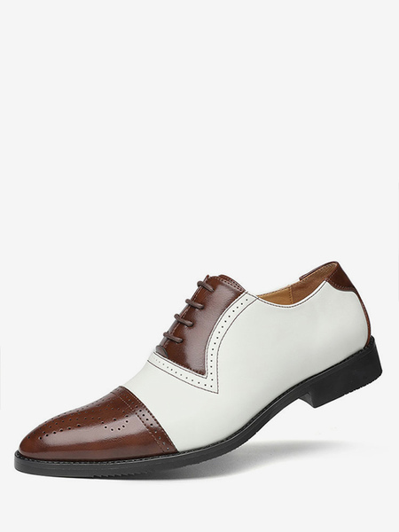 Image of Scarpe da uomo Oxford brogue con punta e punta abito da sposa scarpe formali oxford bianche