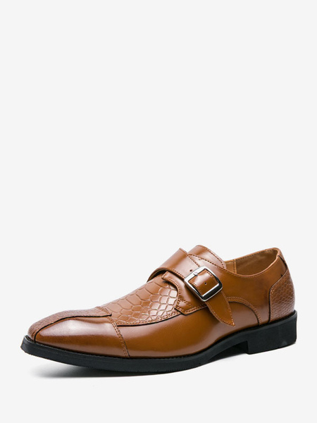 Image of Scarpe eleganti per uomo con punta quadrata scarpe con cinturino in pelle PU con lacci