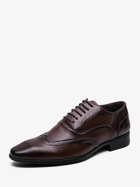 Image of Scarpe eleganti da uomo Moderne scarpe Oxford in pelle PU con lacci a punta