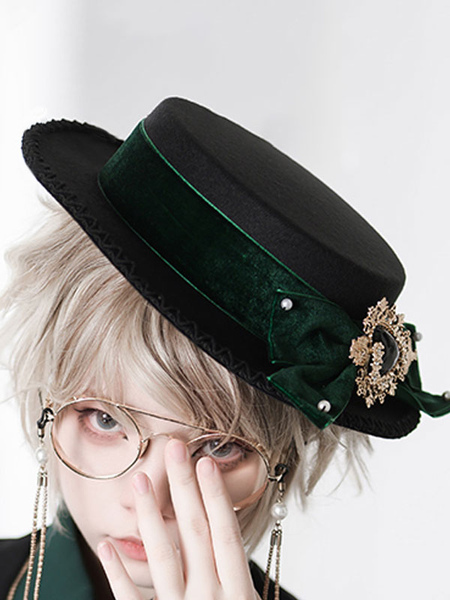Image of Steampunk Lolita Hat Borgogna Fiocchi Accessori Accessori Lolita