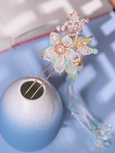 Image of Accessori Lolita in stile cinese Accessori per fiori di perle bianche Accessori in metallo Varie