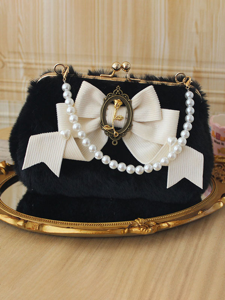 Image of Sweet Lolita Bag Bow Pink Ruffles Borsa in poliestere Accessori Lolita