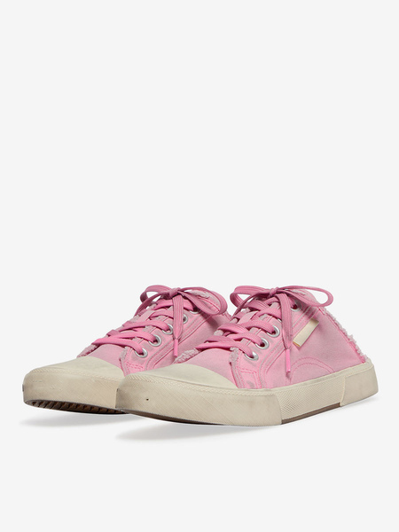 Image of Sneakers da donna Scarpe casual con lacci in tela rosa con punta tonda
