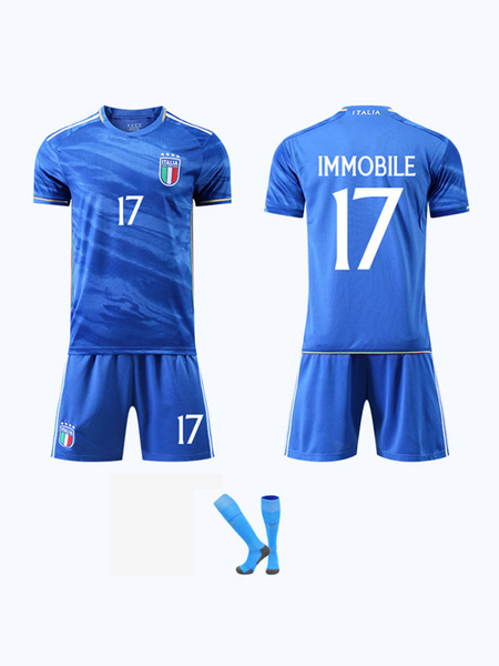Image of Maglia da calcio Italia No.17 IMMOBILE Ragazzi Bambini Adulti Uomo 3 pezzi Abbigliamento sportivo manica corta