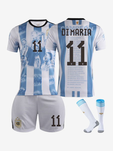 Image of Argentina No. 11 Ángel Di María Maglia da uomo 3 pezzi Manica corta Abbigliamento sportivo per adulti e bambini