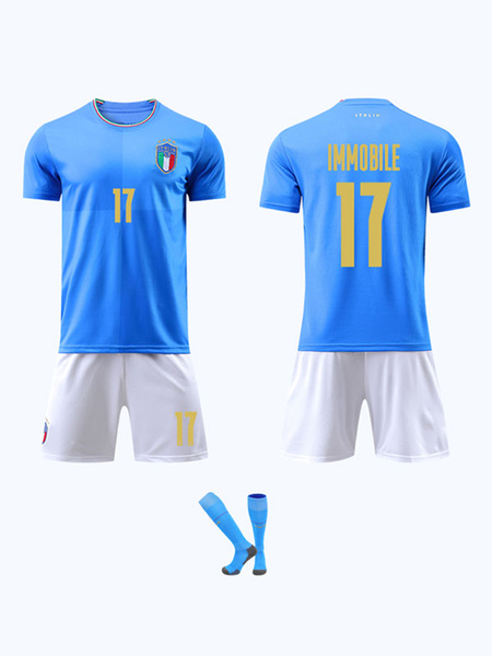 Image of Maglia da calcio Italia No.17 IMMOBILE Kit abbigliamento sportivo da uomo 3 pezzi manica corta