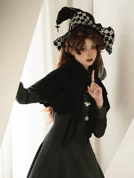 Image of Accessorio per cappello Lolita gotico Accessori Lolita neri in poliestere scozzese
