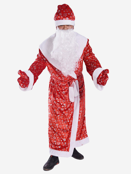 Image of Set Natale Barba Rossa Soprabito Cappello Poliestere Color Block Costumi per le vacanze di Natale