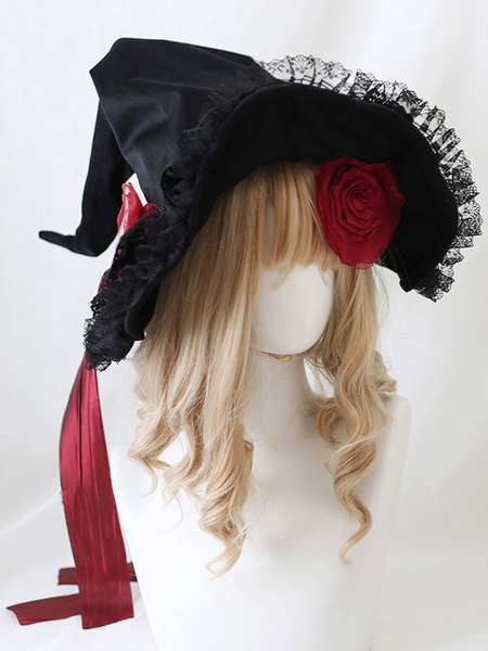 Image of Cappello Lolita gotico Accessorio fiori rossi Accessori Lolita in poliestere
