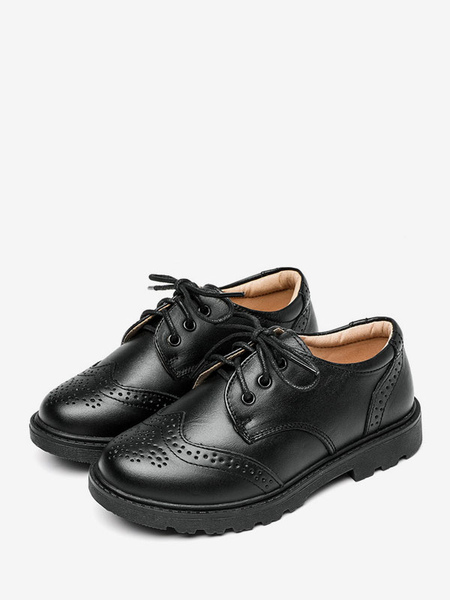 Image of Scarpe da portatore di anelli Scarpe formali nere con punta tonda per ragazzo