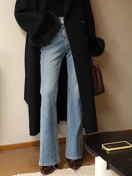 Image of Jeans da donna moderni svasati in poliestere