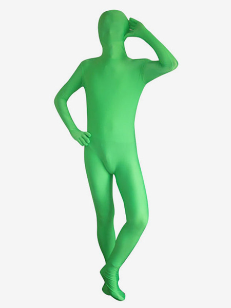 Image of Costume Carnevale Zentai collant per adulti completo lycra spandex verde tuta tinta unito unisex