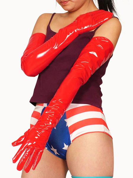 Image of Carnevale Guanti lunghi rossi in PVC di alta qualità Halloween