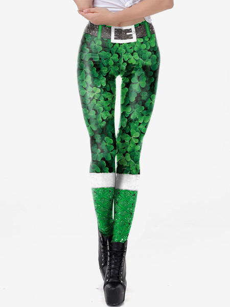 Image of Carnevale Leggings donna St Patricks Day 3D Print Tights T-Shirt Pantaloni skinny Costume Halloween