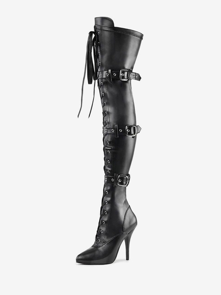 Image of Stivali da donna sexy con punta a punta con cerniera con paillettes Tacco a spillo Rave Club Stivali alti neri argento