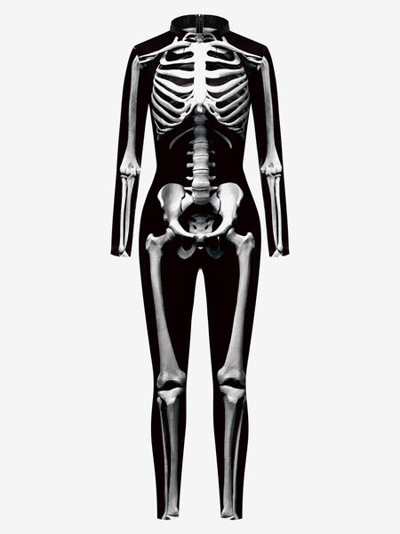Image of Tuta da donna Halloween Tuta Black Sliver Leotard Skeleton Halloween spaventoso Lycra Spandex Catsuit Zentai