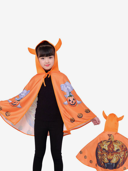 Image of Costumi di Halloween per bambini Arancione modello zucca Fibra di poliestere Mantello in poliestere Costume da festa Mantello