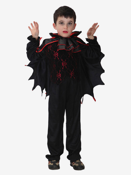 Image of Costumi da diavolo di Halloween per bambini Set completo di costumi da vampiro per le vacanze in fibra di poliestere nera