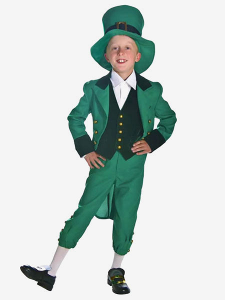 Image of Costume Halloween per Bambini Kids Irish Costume Green Outfit 4 pezzi Halloween Costume Carnevale Costume Halloween