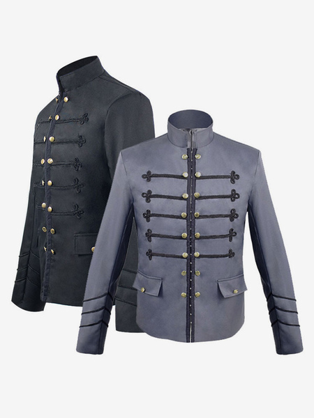 Image of Costume uniforme da uomo con giacca vintage con bottoni e colletto alla coreana
