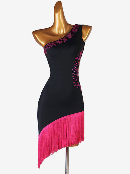 Image of Costume da ballo latino Vestito da ballo in Lycra Spandex per donna rosa