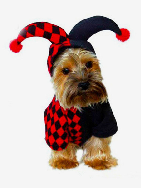 Image of Carnevale Rifornimento dell&#39;animale domestico dei vestiti di inverno imbottiti rosso del pagliaccio del costume dell&#39;animale domestico Halloween
