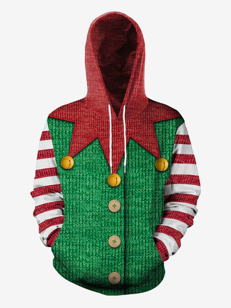 Image of Carnevale Felpa con cappuccio a manica lunga con stampa maglione di Natale brutto Halloween